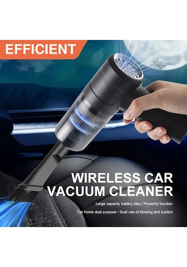 Gateesat Kablosuz El Tipi Araç Süpürgesi, Şarjlı Güçlü Emiş Ev Ofis Toz Toplayıcı Siyah