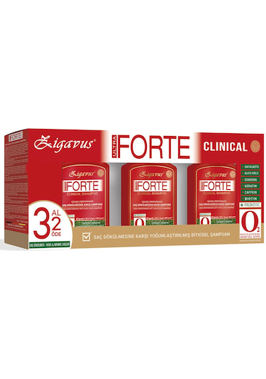 Zigavus Ultra Forte Clinical Saç Dökülmesine Karşı Yoğunlaştırılmış Şampuan 3 x 300 ML