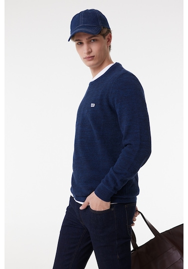 Lee Regular Fit Normal Kesim Bisiklet Yaka Indigo Erkek Triko Kazak L212149315 İndigo