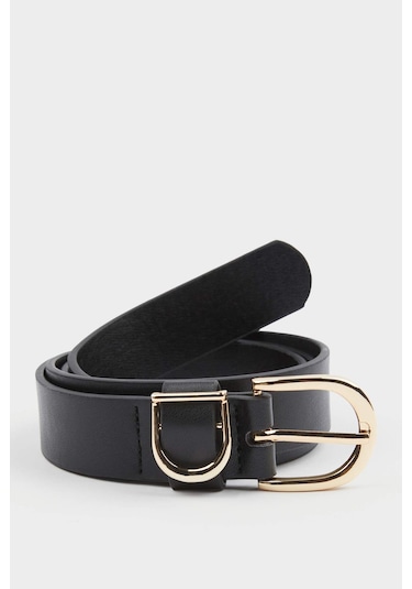 Defacto Kadın Oval Toka Suni Deri Jean Kemeri F3271axnsbk27 Siyah