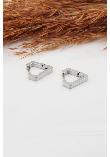 Kadın Çelik Basic Geometrik 1.5cm Üçgen Moldel Klipsli Küpe Çok Renkli