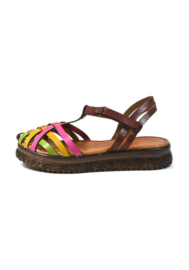 Bayrak Hakiki Deri Kahve Kız Çocuk Gladyatör Bodrum Sandalet Kahve Kahverengi