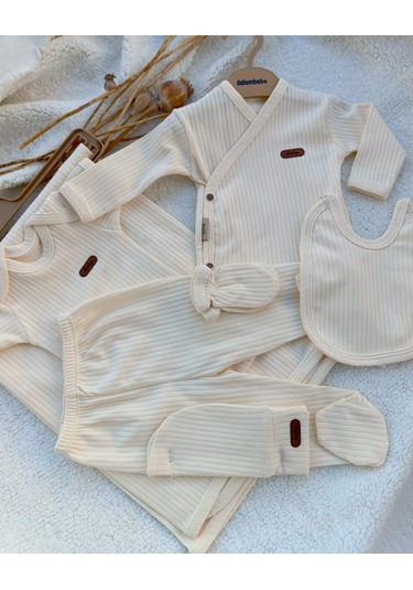 Kız Erkek Bebek Natural 7 Parça Krem Hastane Çıkışı Seti Krem