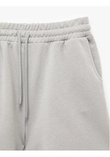Koton Cepli Beli Bağcıklı Pamuklu Slim Fit Mini Şort Gri 6sal40004ık Gri