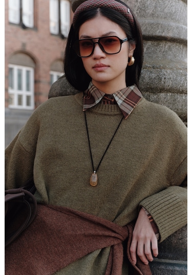 Chunky Oversıze Kazak Koyu Yeşil Koyu Yeşil