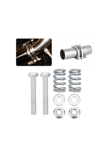 Wezone Araç Egzos Tamir Seti Çelik M8 Çiviler Yaylı Somun Paslanmaz Montaj Kolu 8 Parça