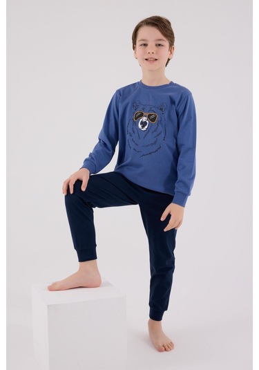 Rolypoly Erkek Çocuk Uzun Kol Pijama Takım Okyanus-1736 Mavi