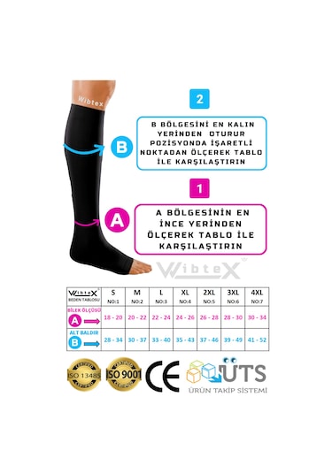 Wibtex Unisex Çift Diz Altı Varis Çorabı