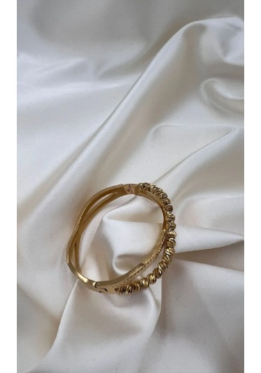 Bb Çelik Tek Sıra Dorkika Kelepçe Bilezik Altın