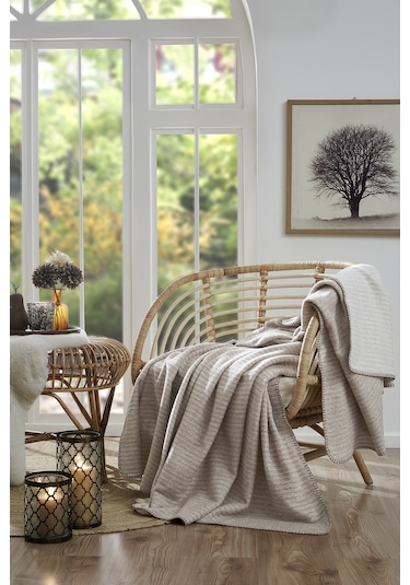 Özdilek Floretta Dolce Çift Kişilik Pamuklu Battaniye 180x220 Cm Kahve