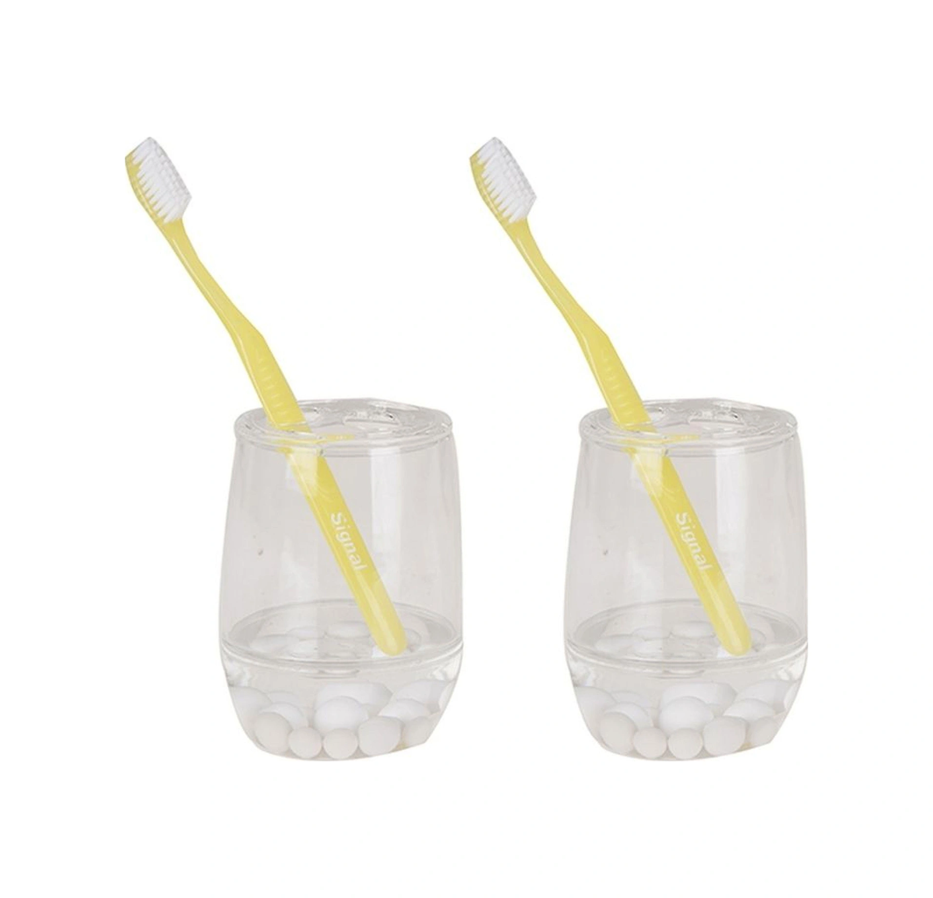 2 Adet Diş Fırçalık Beyaz İncili Akrilik 8x8x11cm Banyo Seti Çok Renkli