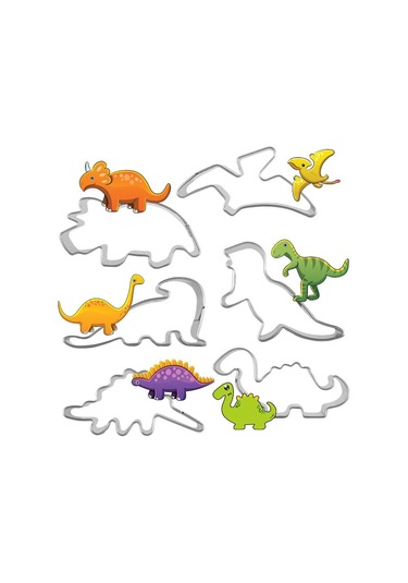 6pca/set Dinozor Kek Modu Bisküvi Kesme Kurabiye Kalıbı - Gümüş