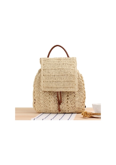 Arion Kağıt İplik Hasır Sırt Çantası Str-1204 Bej