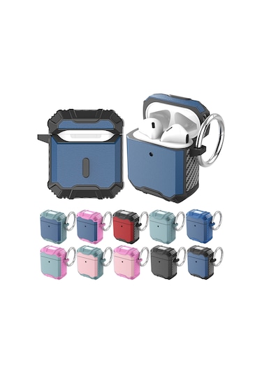 Kablosuz Kulaklık Tpu + Pc Darbeye Dayanıklı Kılıf Airpods Uyumlu 1/2 Pembe İçin Kancalı Pembe