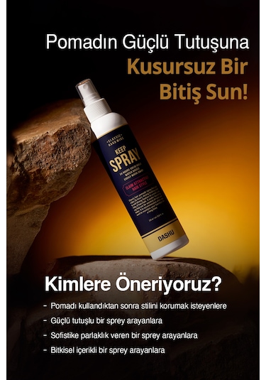Pomad Etkisini Artıran Uzun Süre Etkili Saç Sabitleyici Sprey Dashu Classic Hard Wire Keep Spray