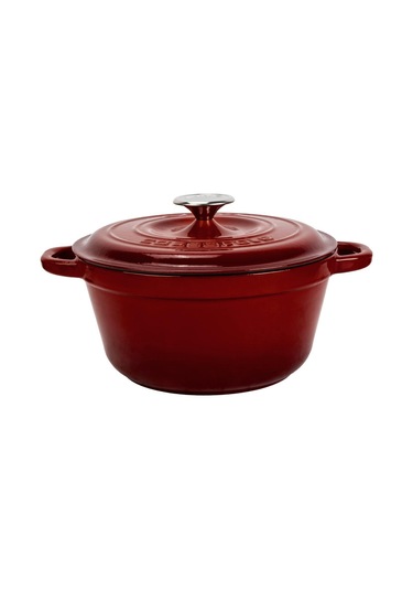 Lava Döküm Yuvarlak Tencere Döküm Demir Kapak New Heritage Serisi Çap Ø 26cm.-bordo Bordo