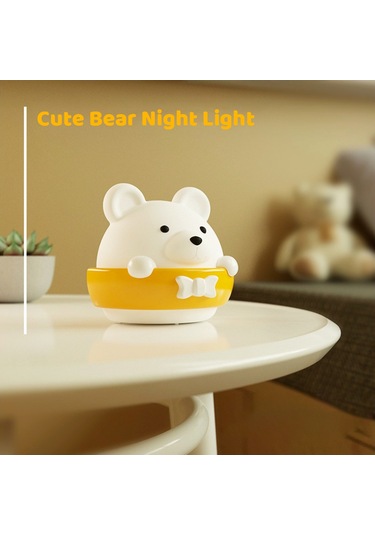 Yifomall Ayı Figürlü Led Gece Lambası - İki Renk Işık Soğuk/sıcak - 10 Seviye Parlaklık - Uzaktan Kumanda - Usb Şarjlı 1600mah Pil Sari