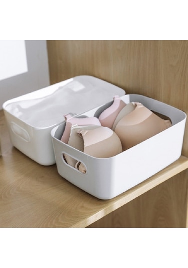 Sones Masaüstü Depolama Kutusu Banyo Mutfak Plastik Depolama Sepeti Atıştırmalıklar Çeşitli Depolama Sepeti Kozmetik Depolama Sepeti Gri