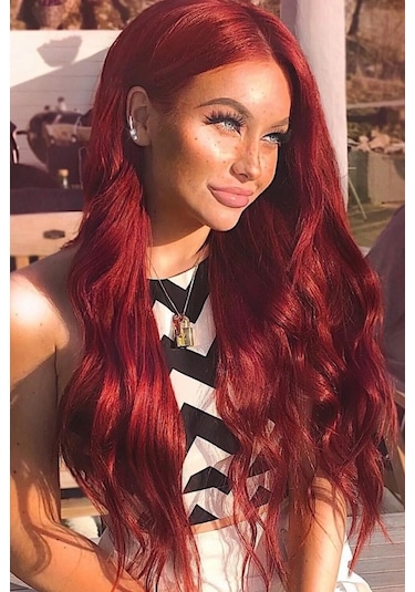 Caş Dekorasyon Isıya Dayanıklı Yarımay Çıt Çıt Saç - 39 - Şarap Kızıl - Dalgalı - 60 Cm - 110 Gr