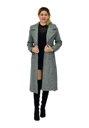 Kadın Pıtırcık Uzun Kaşe Kaban Bgl-st04121 Yeşil