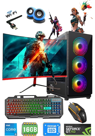 Teknocity TX59 i5-7400 16 GB 512 GB SSD GT740 23.6" W10P Masaüstü Oyuncu Bilgisayarı