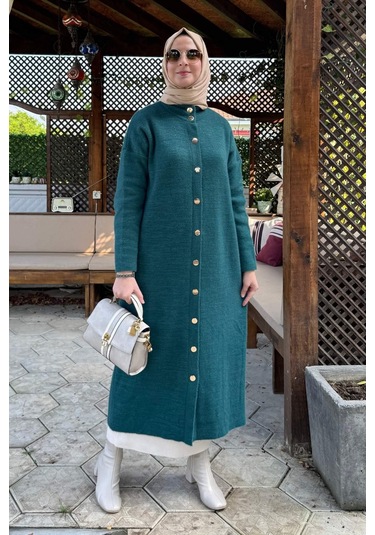 Rabia Şamlı Yakut Angora Triko Kap Zümrüt Çok Renkli