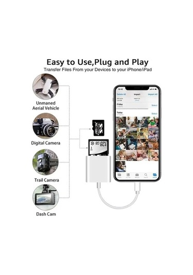 Novahub 2'li 1 Arada Yıldırım Tf Okuyucu, Lightning İphone Uyumlu, İpad İçin, Sd/tf Kart Okuyucu, Multi In 1