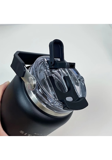 Willowhaven Siyah 40.58oz Minimalist Büyük Kapasiteli Paslanmaz Çelik Termos Suluk, Geniş Tutamaklı Sızdırmaz Siyah