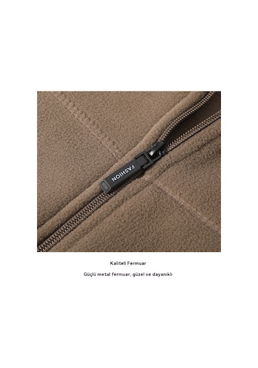 Edwardest Erkek Dört Cepli Dik Yakalı Polar Ceket Gri