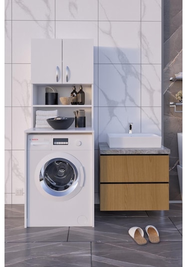 Çamaşır Makinesi Dolabı Beyaz