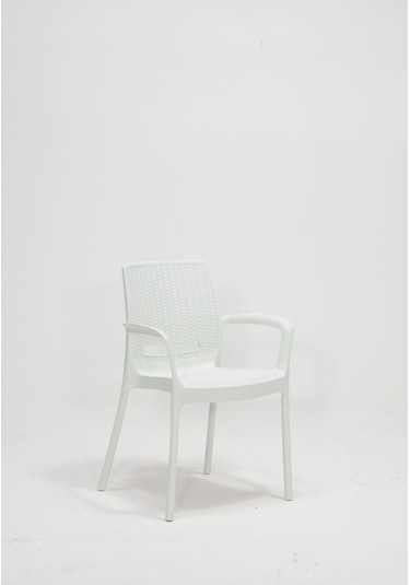 Rattan Beyaz Kollu 4 Sandalye Masa Takımı - Bahçe&Balkon&Teras Beyaz