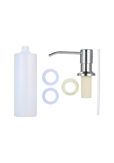 Paslanmaz Çelik Mutfak Lavabo Sabunluk - 300ml Hijyenik Sıvı Sabun Dispanseri Gümüş Gümüş