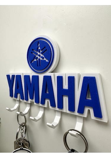 3d Baskı Dekoratif Yamaha Model Motorcu Anahtar Askılığı Beyaz - Mavi