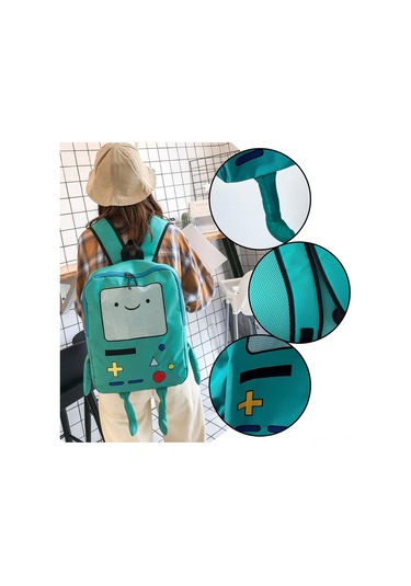 Mufunye Klasik Oyun Konsolu Desenli Çanta - Çift/vaşak Dönüşümlü Kumaş Sırt Çantası Pembe 29x11.5x39cm - Çocukluk Hatıralarıyla Sporlük Çok Renkli