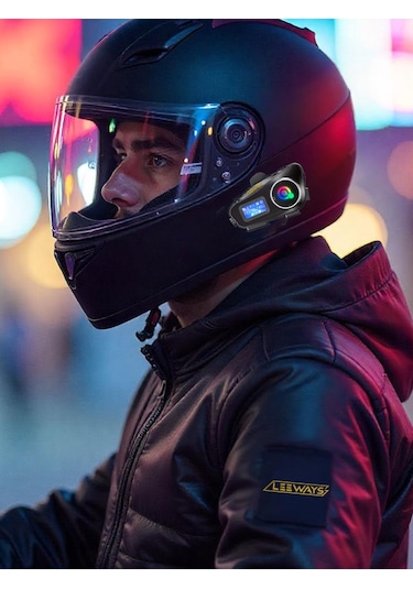 Leeways Q58 Max 500m Telsiz Mesafeli Motosiklet Kaskı İnterkom Çift Sürücü İletişimi Mp3 Fm Radyo