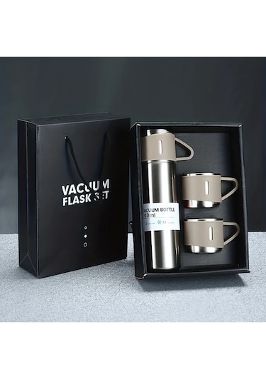 Trendooze Gaojunshop01 Gümüşi Paslanmaz Celik Termos Seti 169oz Sıcak Soguk Içicek Seyahat Ofis Kullanışlı Set Gümüş