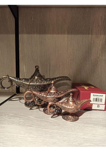 Metal Aladdin Lambası 16x8.5 Cm Mücevherlik / Dekoratif Biblo