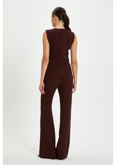 Serpil Exclusive Kadın Minimalist Kolsuz Yelek - Bordo
