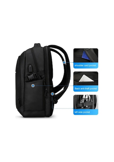 Mark Ryden Mr9191 Usb Şarj Portlu 15.6" Laptop Sırt Çantası 3 Bölmeli Model Siyah