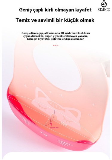 Beyaz Renk Panda Desenli Silikon Önlük