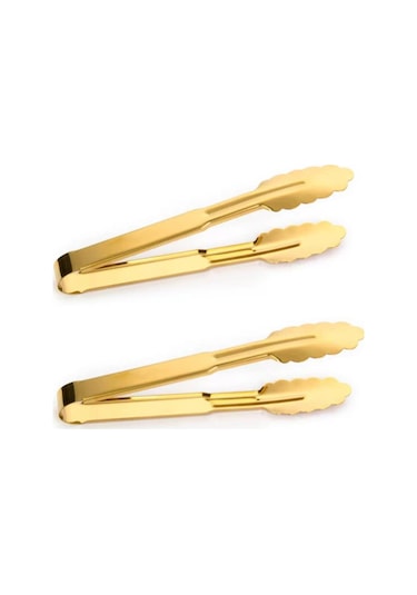 Moveevo 9 İnç Altın Paslanmaz Çelik Anti-kayma Mutfak Makasları 2 Adet - Barbekü, Büfe, Salata, Ekmek, Buz, Kızartma, Fırın Uygun Altın