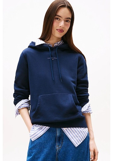 Kadın Regular Fit Kapüşonlu Kanguru Cepli Sweatshirt - Lacivert Dark Night Navy