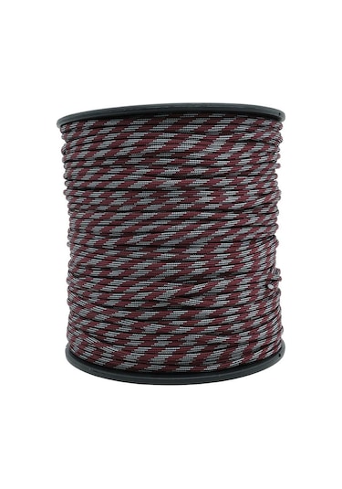 Paracord İp 4 Mm Bordo Gri Desenli No:98 10 Metre Çok Renkli