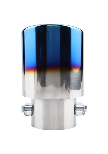 Geeroyoo Oto Egzos Borusu Dekorasyonu: Paslanmaz Çelik Mavi Kaplama, Egzos Akışını Artırır, Gücü İyileştirir, Evrensel Uyum 5.3-3.8cm , 1 Adet