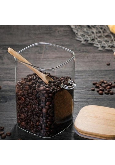 Novahub Cam Mühürlü Can Baharat Kavanoz, Ahşap Kaşık, Çeşni Konteyner, Kahve Depolama Tankı, Mutfak Şeker Şişesi, Çay Kutusu, A Diğer Model Diğer