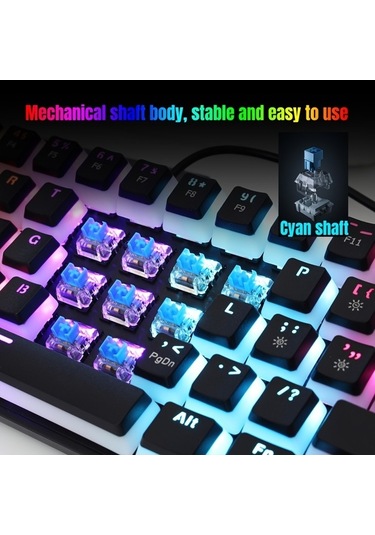 Fastbuy 61 Tuşlu Ergonomik Mekanik Klavye, Renkli Arkadan Aydınlatmalı
