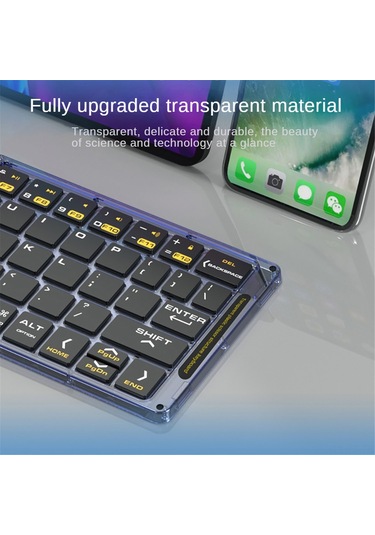 Yunboo F69 Transparan Çift Katlı Bluetooth Klavye - 3 Cihazı Eş Zamanlı Bağla, Taşınabilir, Tüm Sistemler İçin Uyumlu Diğer