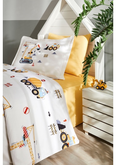 Özdilek Builder Tek Kişilik Lastikli Çarşaf Nevresim Takımı Çok Renkli