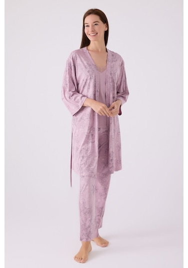 Pierre Cardin Kadın Mor 3lü Pijama Takımı Pc8875-s-v1 Mor