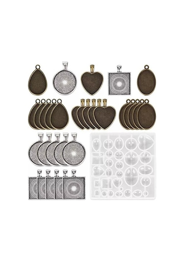 Novahub 31 Parça Renkli Silikon Reçine Kalıpları, Kolye Takı Kalıpları, Dıy Takı Yapımı Kit, Kristal El Sanatları Çok Renkli